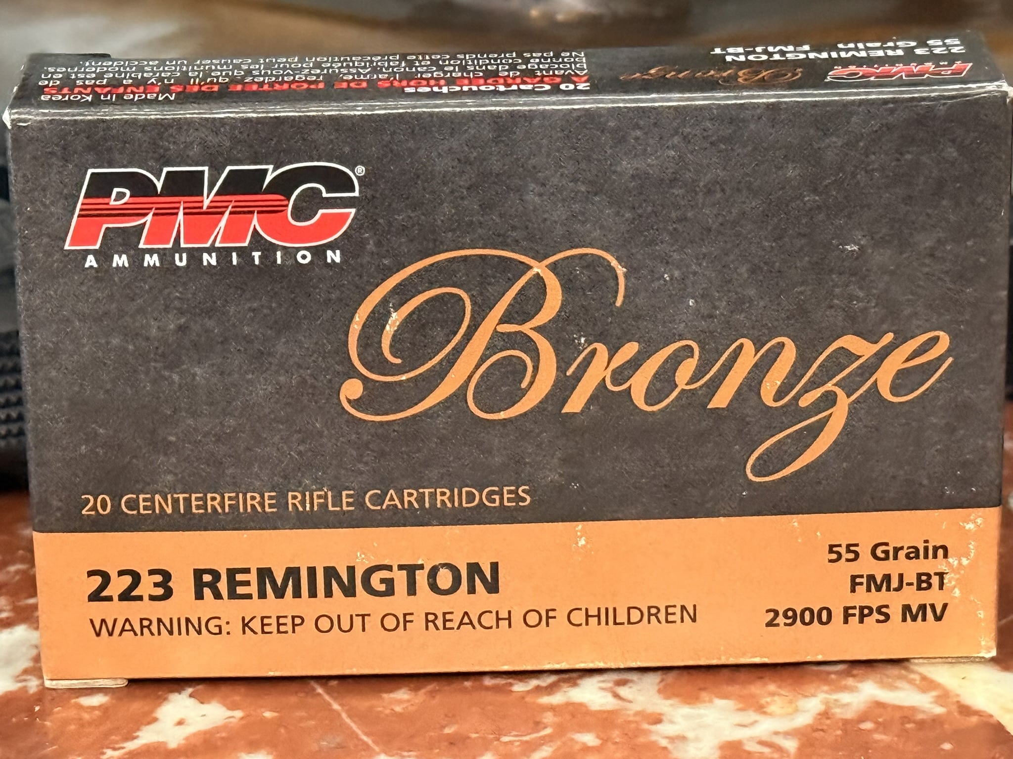 Box of Remington .223 ammunition