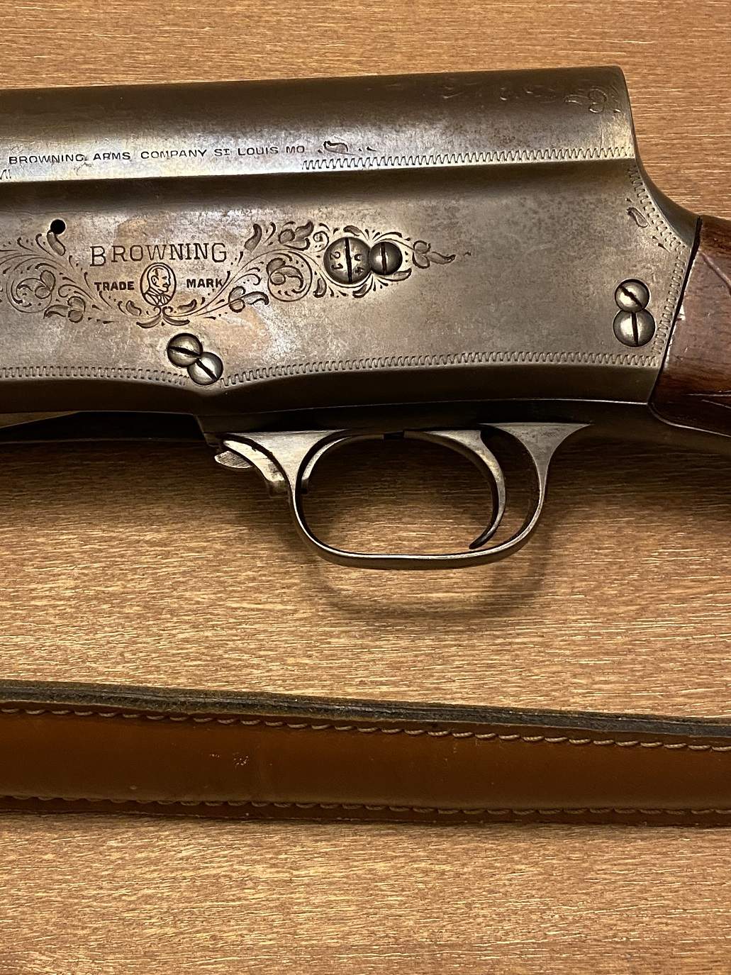 Classic Browning shotgun detail from the Gun Collectors Club collection
