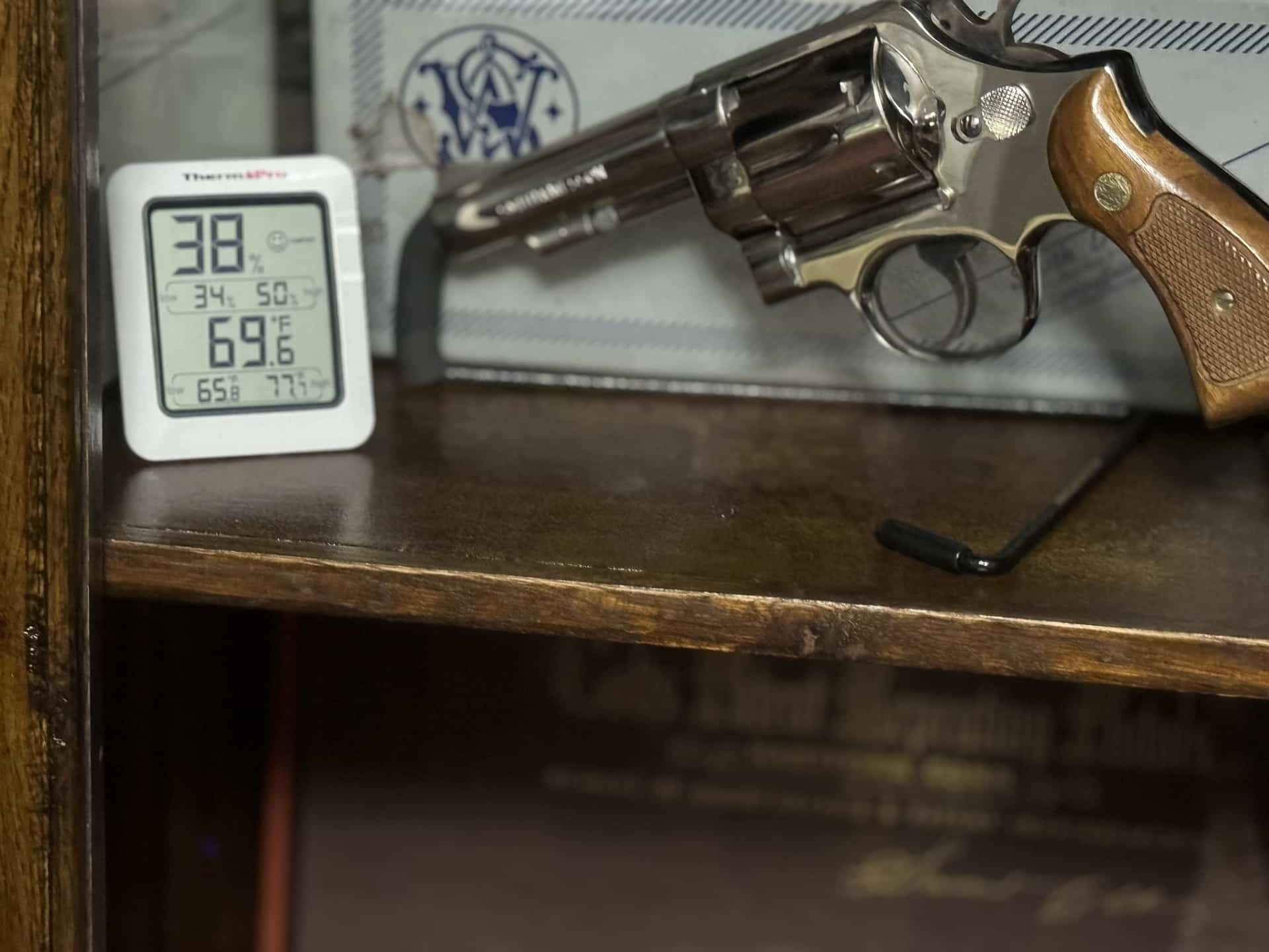 A humidity monitor placed where the actual storage conditions matter, not on the other side of the room.