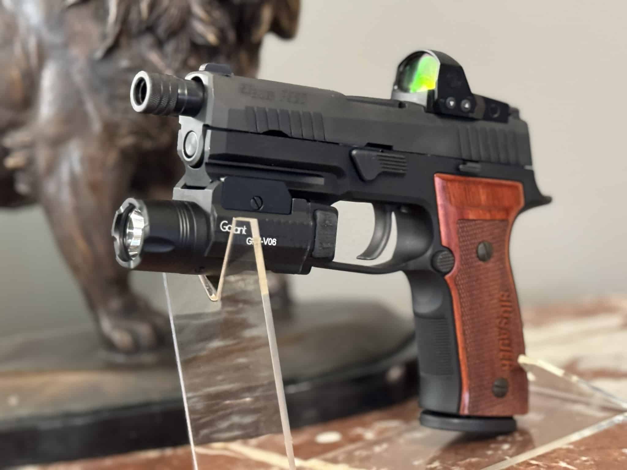 GoPlant GP-V06 Laser Light Combo mounted on a pistol