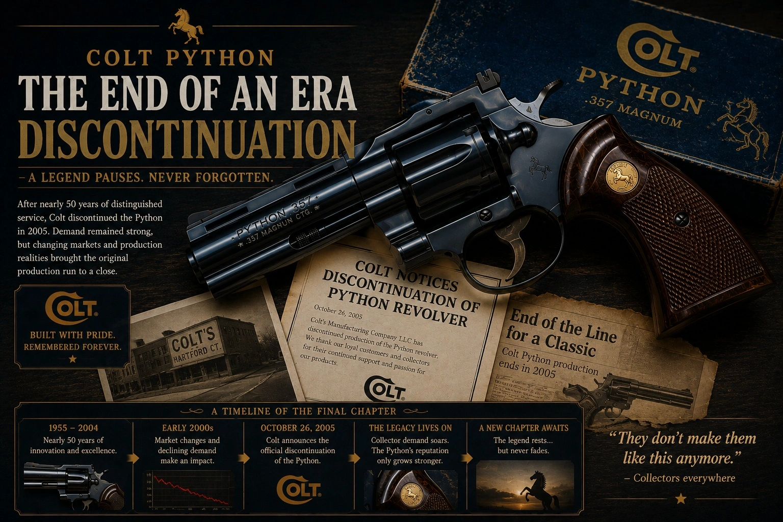 Discontinuation Colt Python timeline artwork