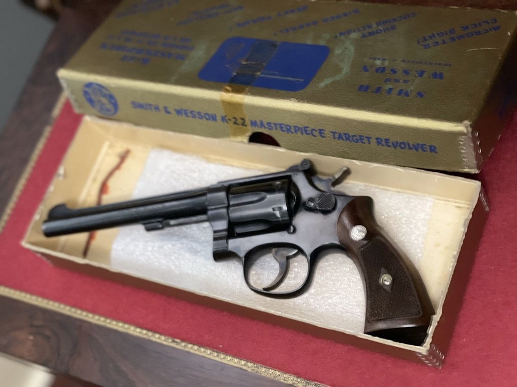 1948 Smith & Wesson K-22 Masterpiece with original gold label box