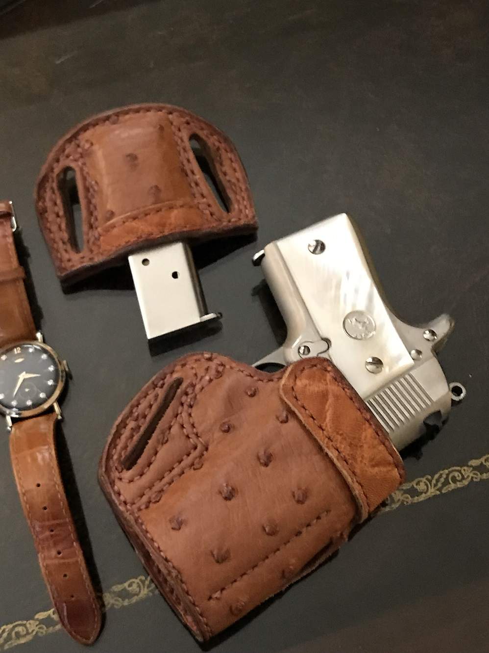 Colt Mustang with ostrich skin holster