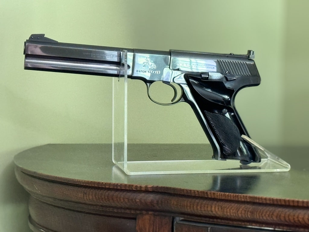 Colt Woodsman Match Target pistol detail view