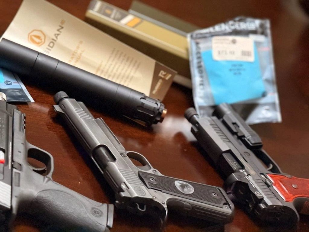 Rugged Obsidian .45 suppressor with firearm