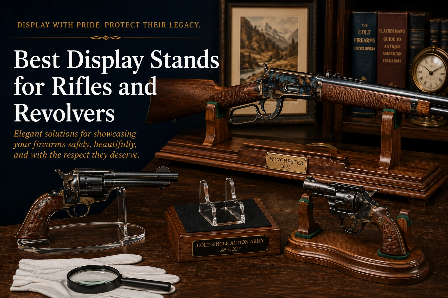 Display stands for rifles and revolvers guide